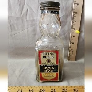 Antique Piping Rock Rock And Rye Whisky Bottle Scotland Original Label/Lid Empty